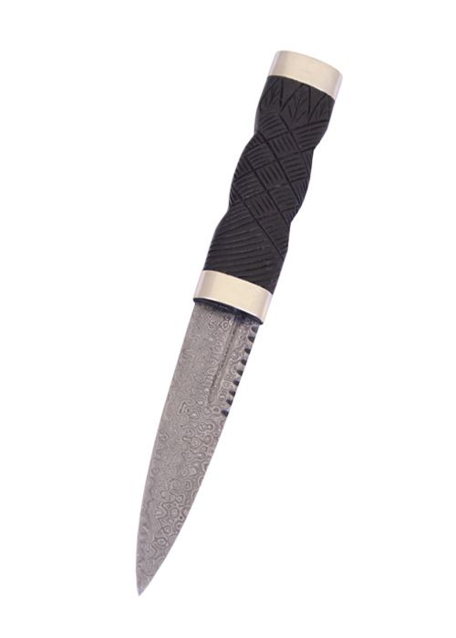 Sgian Dubh Messer mit Damaststahlklinge und Scheide