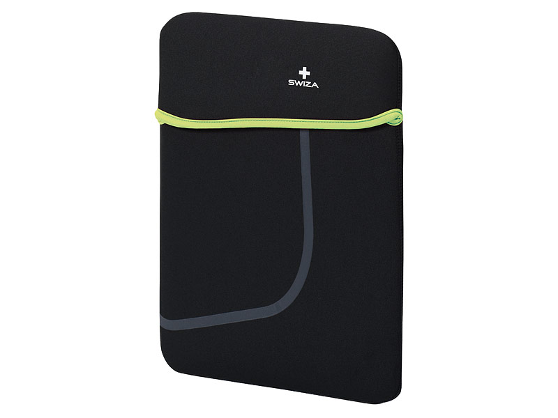 SWIZA Laptophülle Moranda, Neopren-Material, schwarz/grün, für Tablet/Laptop 33 cm / 13 Zoll