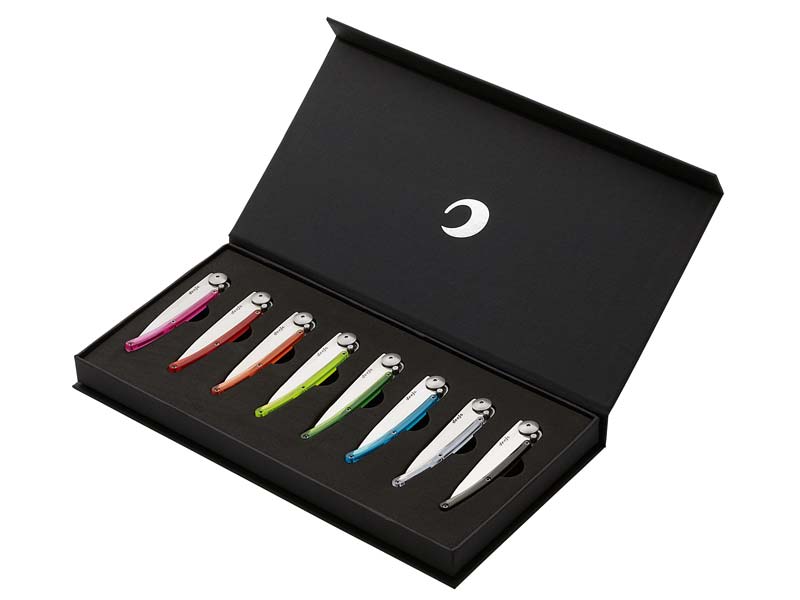 Deejo Präsentationsbox, Colors, 27g, AISI 420 Stahl,, Liner-Lock, Gürtelclip,