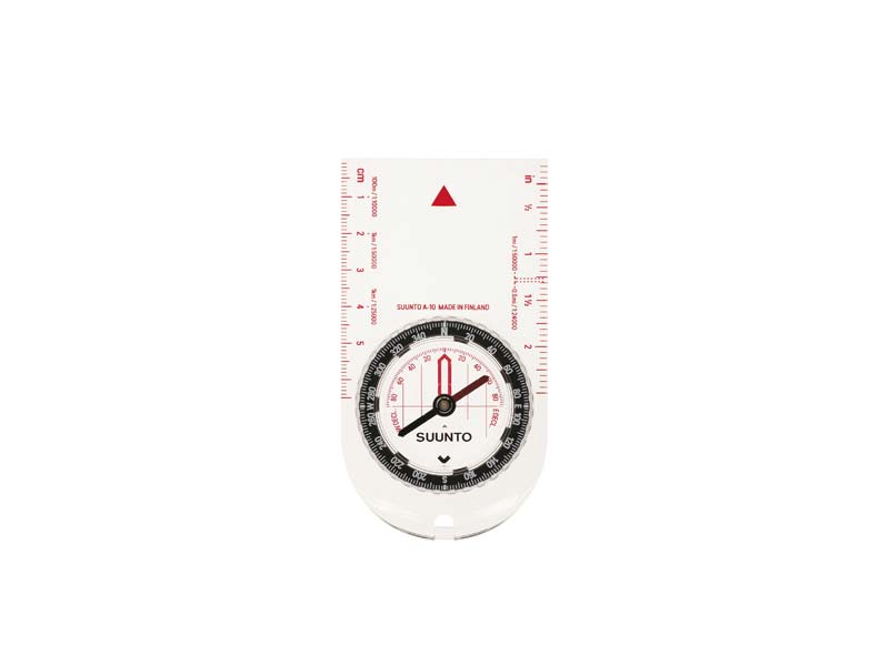 Suunto Kompass A-10NH, transparente Bodenplatte, 360 Grad Einteilung, Deklinationsskala, Tragekorde