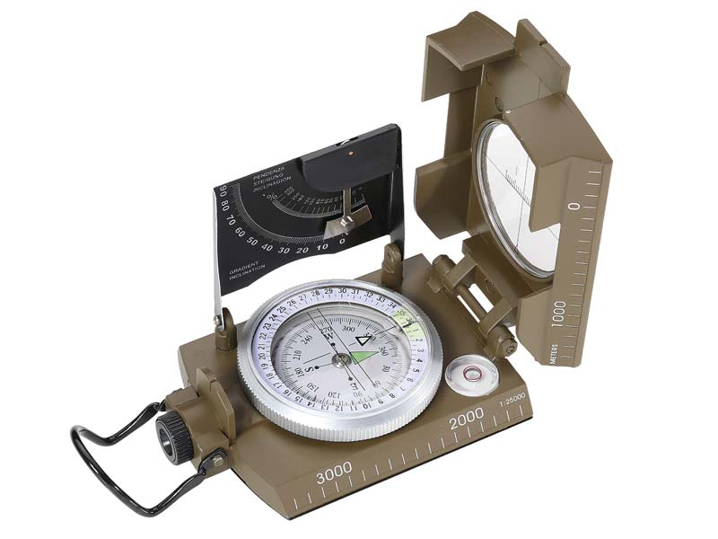 Herbertz-Kompass, flüssigkeitsgedämpfte Kapsel, 360 Grad, Dämmerungsmarken, Lupe, Anlegekante, Gewi