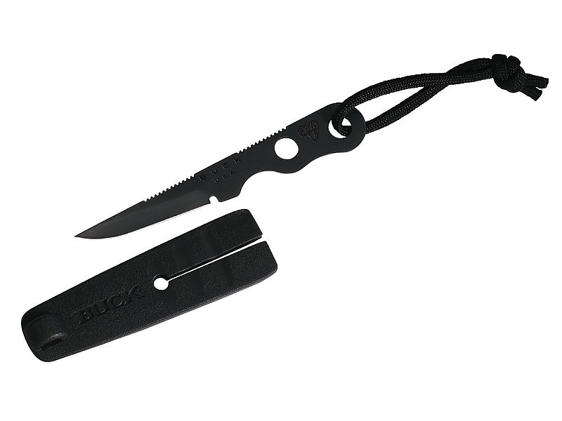 Buck Neck Knife, Stahl S30V, schwarz oxidiert, Nylonscheide