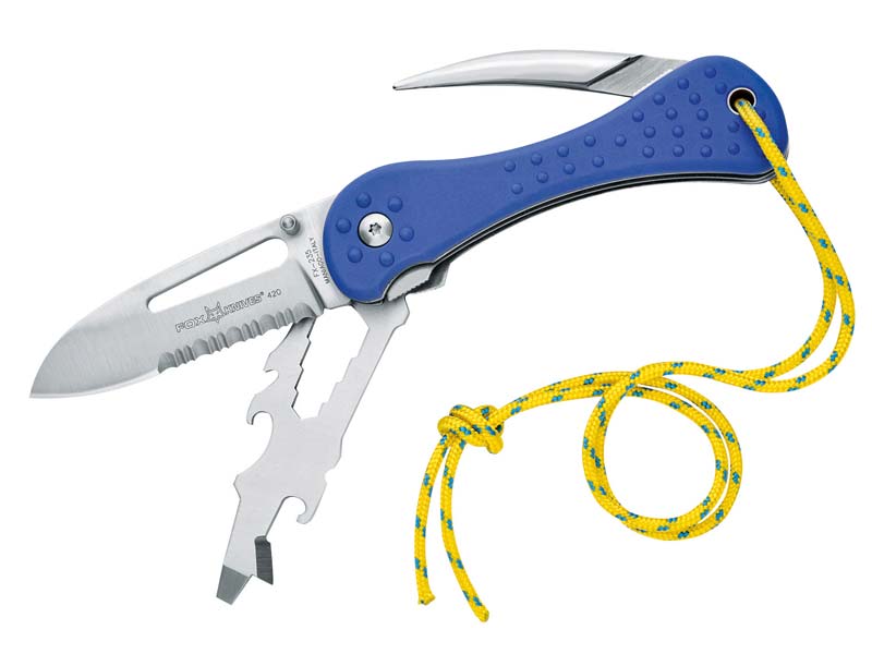 Fox Seglermesser, rostfreier Stahl 420, Liner Lock,, Marlspieker, Universalwerkzeug, blaue FRN-Scha