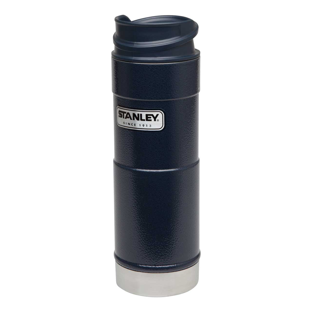Stanley Classic Vakuum-Trinkbecher, 0,47 Liter, 18\8 Edelstahl, Hammerton navy blau, Einhändig bedi