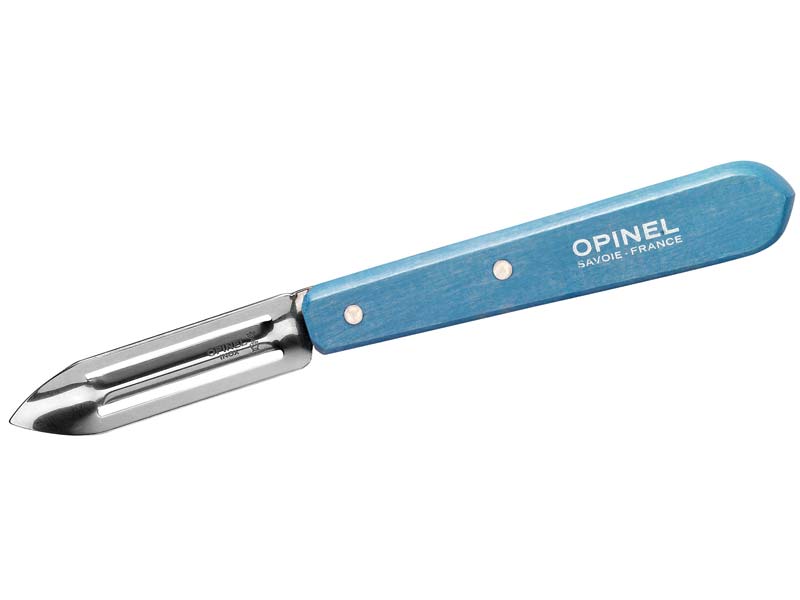 Opinel Schälmesser No. 115, rostfreier Sandvik-Stahl, für Rechts- und Linkshänder, Buche, blau