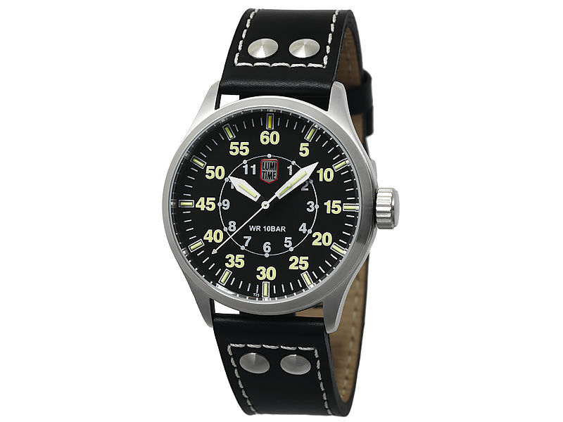 Greiner Lumi-Time Armbanduhr, Edelstahlgehäuse,, Leder-Armband, WEEE-Reg.-Nr. DE49412643