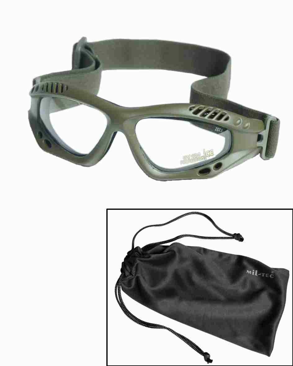 Commando Brille Air Pro Oliv Klar