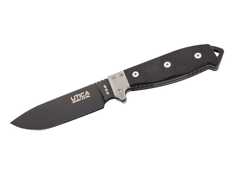UTICA Messer SURVIVAL S5, nicht-rostfreier Stahl 1095, beschichtet, schwarzgrauer Leinen-Micartagri