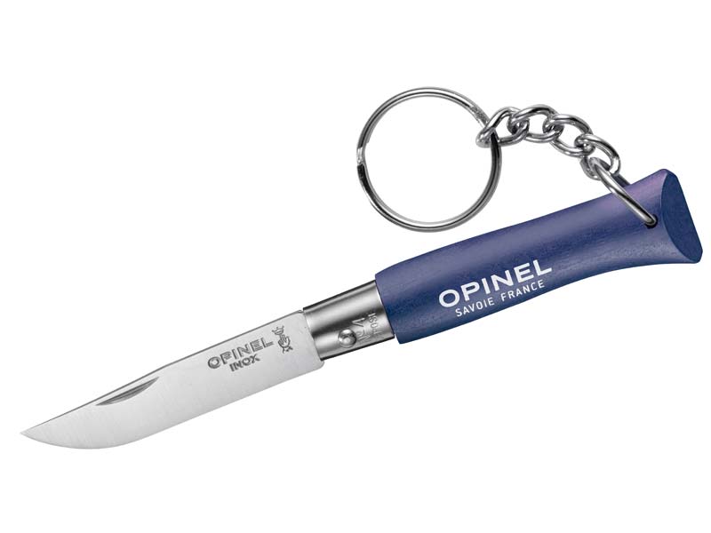 Opinel Messer COLORAMA No 04, blau, rostfrei, mit Schlüsselanhänger