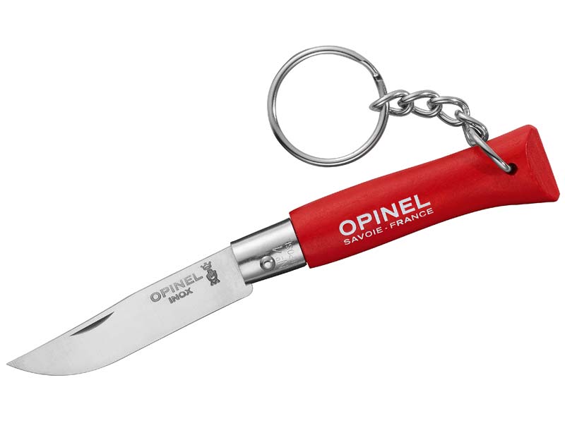 Opinel Messer No 04, rot, rostfrei, mit Schlüsselanhänger