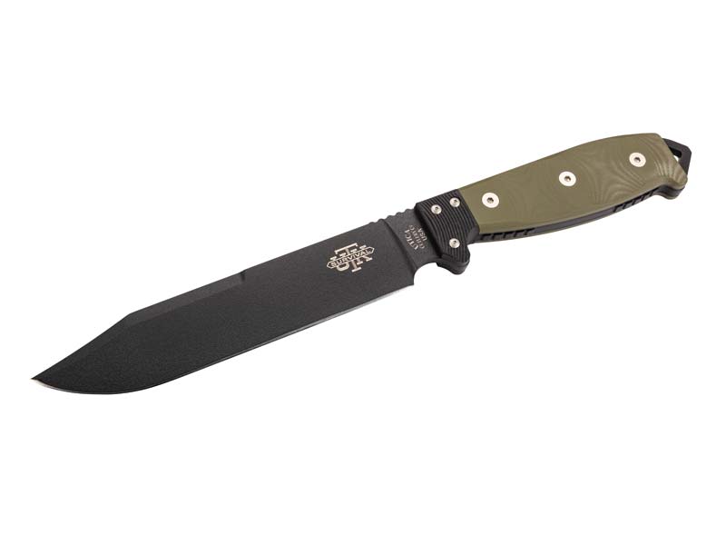 UTICA Messer SURVIVAL B6, nicht-rostfreier Stahl 1095, beschichtet, grün-schwarzer Micartagriff, Ky