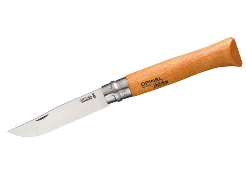 Opinel Messer No 12, Buche, Carbon, nicht rostfrei, Virobloc