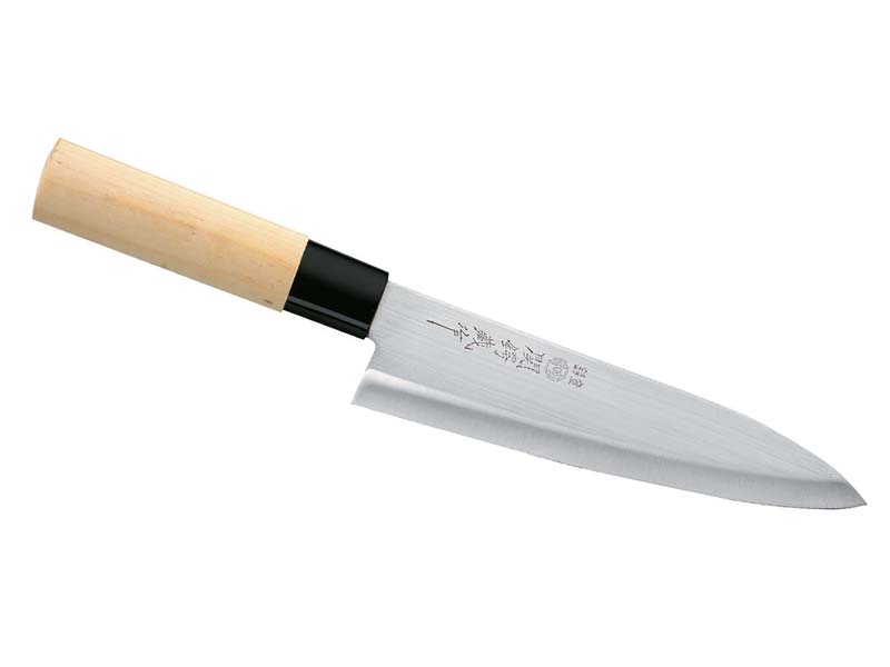 Japanisches Kochmesser, Gyuto, beidseitig geschliffen, Holzgriff