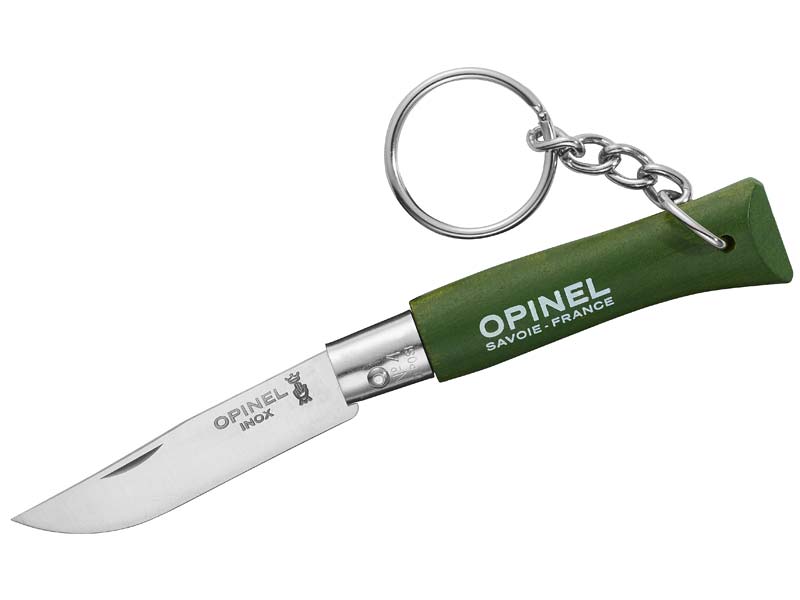 Opinel Messer No 04, khaki, rostfrei, mit Schlüsselanhänger