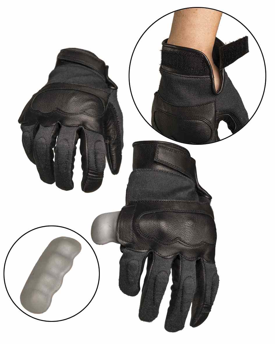 Tactical Gloves Leder/Aramid Schwarz