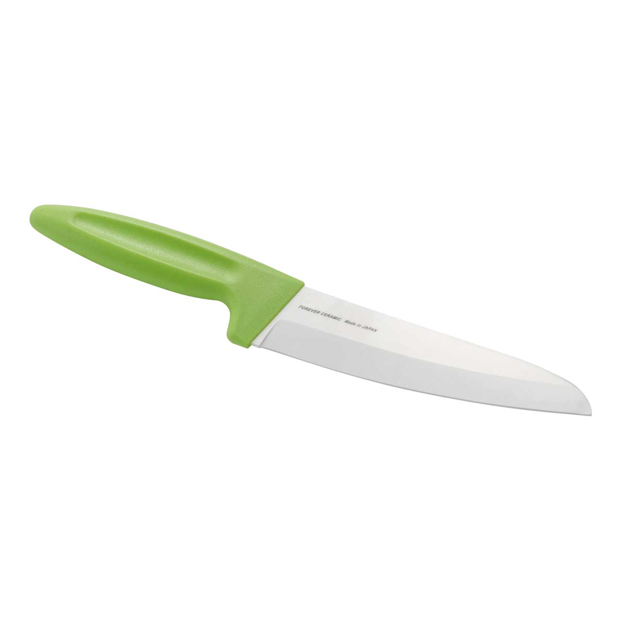FOREVER Küchenmesser, weiße Keramikklinge, 16 cm, apfelgrüner Kunststoff-Griff,