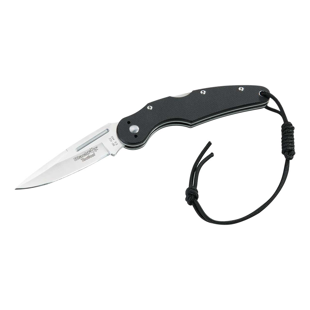 BlackFox Tactical Taschenmesser, Stahl 440, Back-Lock, G10-Griffschalen, Gürtelclip