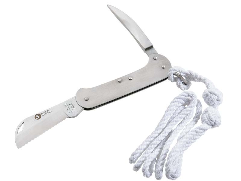 Ibberson Segler-Taschenmesser, Klinge aus AISI 420-Stahl,, Edelstahl-Griffschalen, Marlspieker