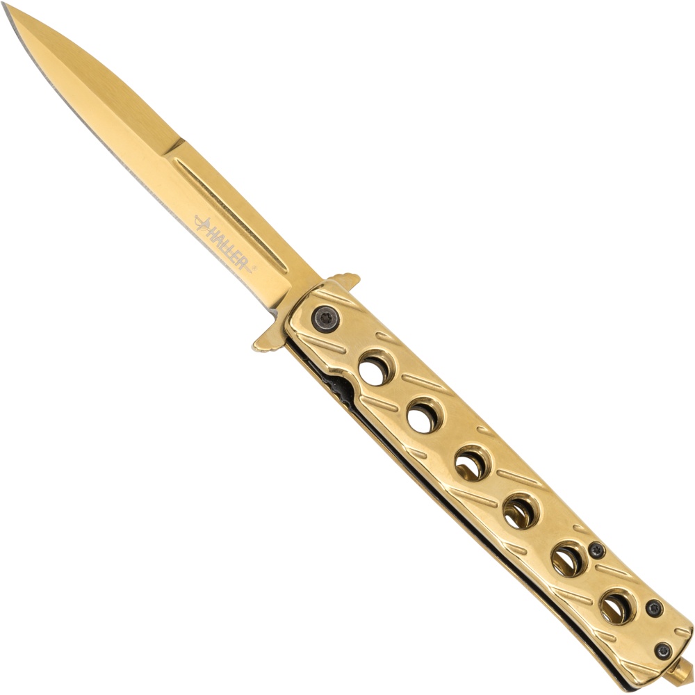 Stiletto Taschenmesser gold