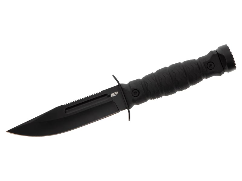 M&P Survival-Messer, 8Cr13MoV Stahl, rostfrei, Rückensäge, Polymer-Griff, Hammerknauf, Kunststoffsc