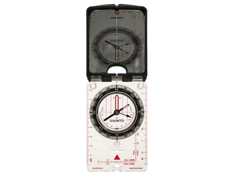 SUUNTO Spiegelkompass MC-2NH, transparente Bodenplatte, Spiegel mit Kimme, Peilloch, Dämmerungsmark