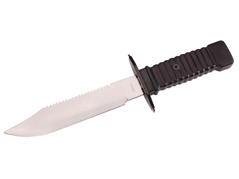 Herbertz Survival-Messer, Stahl AISI 420, Sägerücken, Kunststoffgriff, Kunststoffscheide mit Frontt