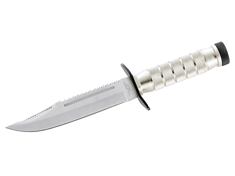 Herbertz Survival-Knife, Stahl AISI 420, Lederscheide, Kompass im Griff