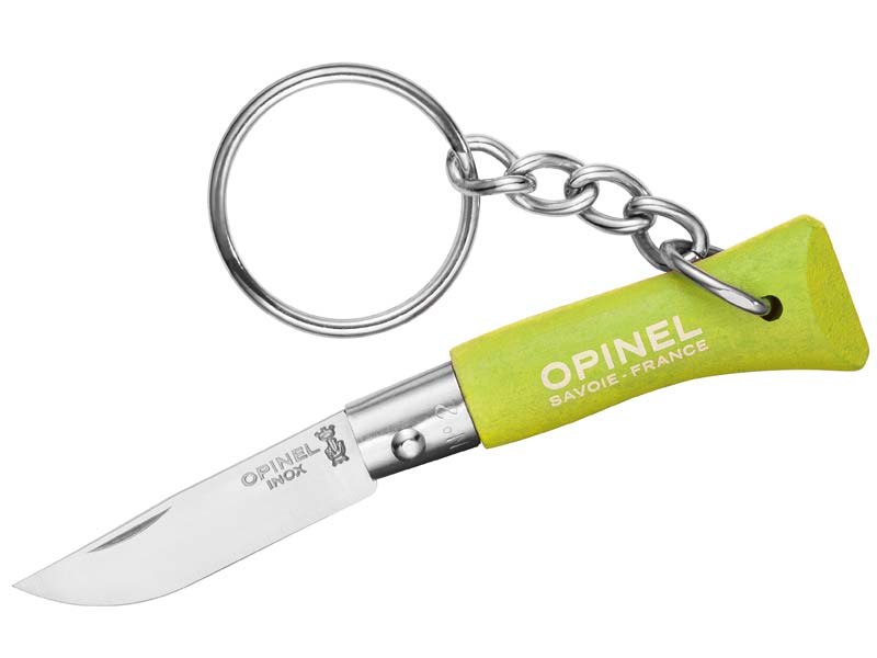 Opinel Messer No 02, grün, rostfrei, mit Schlüsselanhänger