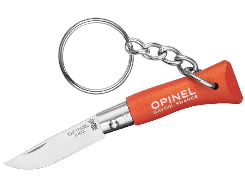 Opinel Messer No 02, orange, rostfrei, mit Schlüsselanhänger