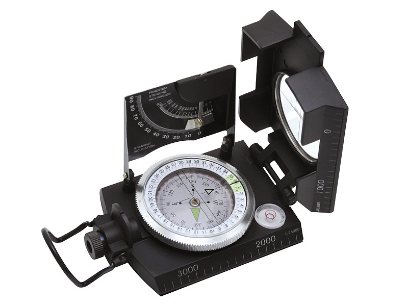 Baladéo Peilkompass Topo II, Metall, flüssigkeitsgedämpft,, 360 Grad, Anlegekante, Klinometer, Wass