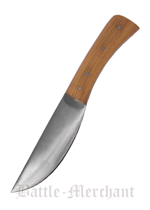 Messer mit Griff aus Olivenholz und Lederscheide